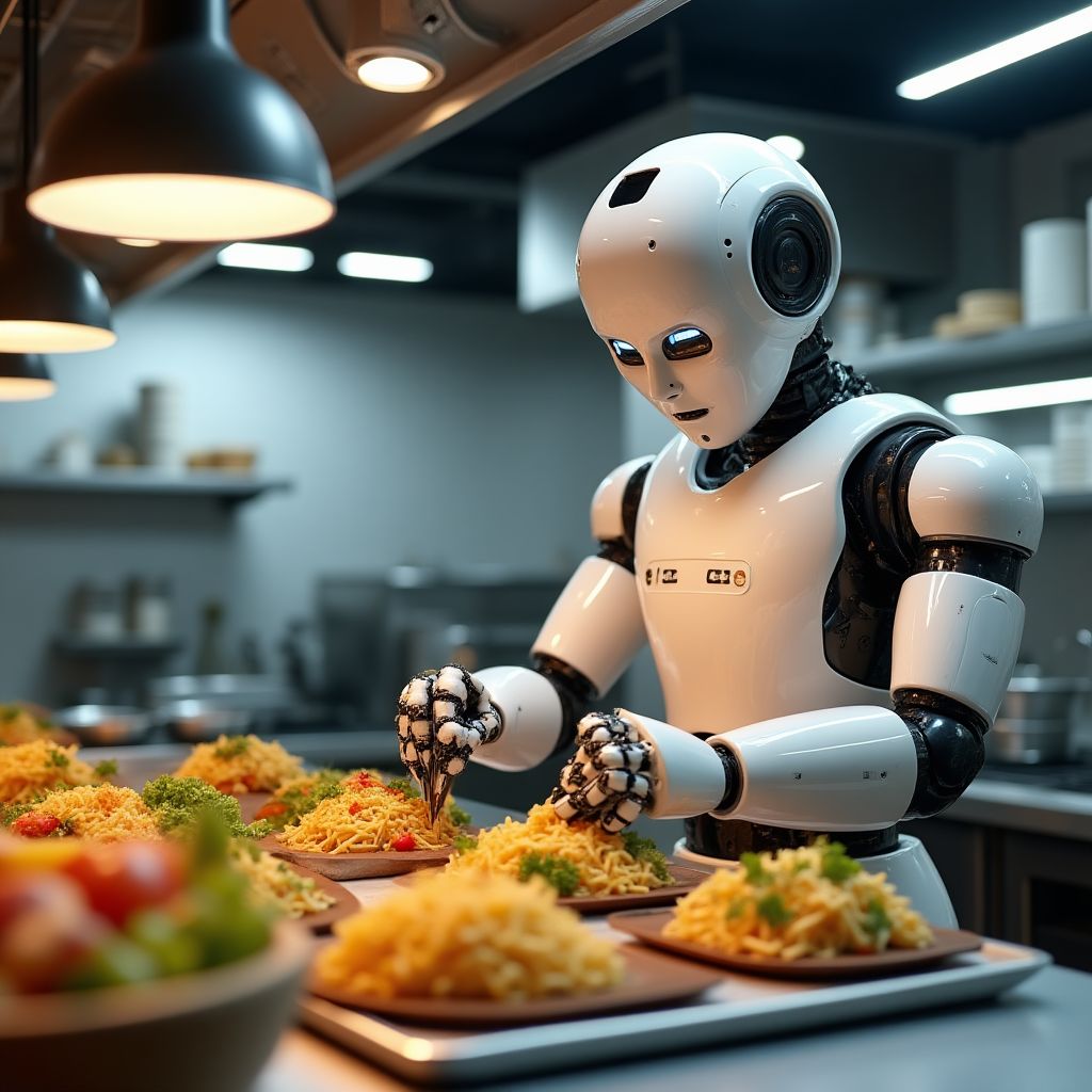 Robotik mutfak asistanı çalışırken